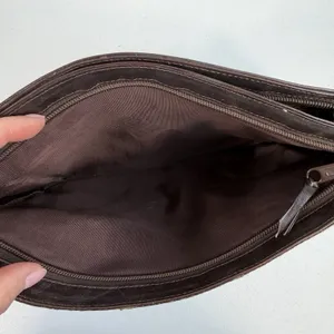 VTG M.F. Marangi Chocolate Brown Leather Snake Skin Clutch‎ Bag Purse Zip Italy thumbnail 7