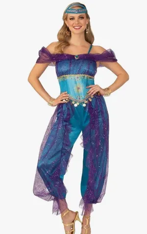 #4 Women's 2Pc Gypsy Belly Dancer 💃 Halloween 🎃 Costume Blue Purple size Medium thumbnail 1