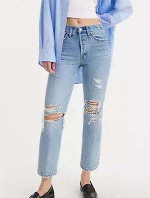 Levi's Premium WEDGIE STRAIGHT FIT WOMEN'S JEANS 34x26 LIght Wash Probably Ok thumbnail 1