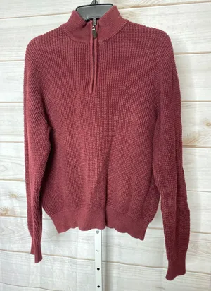 L.L. Bean Men's Size Small Cranberry Red Cashmere Pullover Sweater 1/4 Zip thumbnail 1