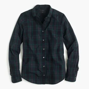 J. Crew Club Collar Perfect Shirt in Black Watch Plaid thumbnail 1