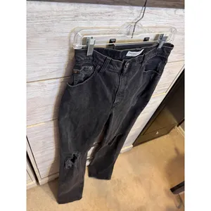 Abercrombie & Fitch 90s Straight Ultra High Rise Distressed Black Jeans 27 4R thumbnail 3