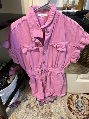These Three Boutique Pink Denim Romper thumbnail 1