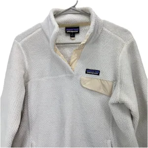 Patagonia Re Tool Ivory Cream Snap‎ Pullover Fleece Fuzzy Jacket Size MEDIUM thumbnail 4