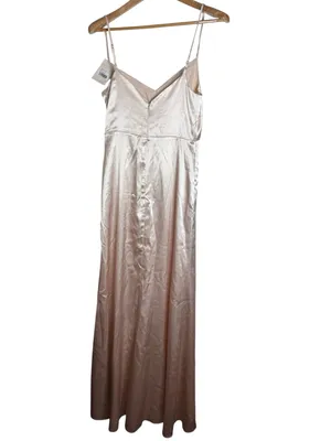 Birdy Grey Bridesmaid Catherine Shiny Strapped Maxi Dress in Champagne size S thumbnail 3