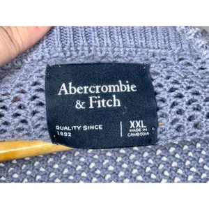Abercrombie & Fitch Blue Open Knit Oversized Short Sleeve Sweater Top Sz XXL 2XL thumbnail 4