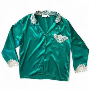 Victoria's Secret Gold Label Vintage Green Pajama Top thumbnail 1