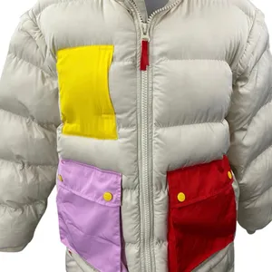 Lego x Target Cream Long Sleeve Colorblock Full Zip Long Quilted Puffer Jacket S thumbnail 4