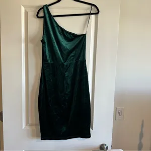 Lulu's Deep Green One-Shoulder Dress thumbnail 5