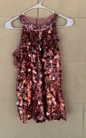Guanyy Vintage Pink Sequin Halter Tank Size M thumbnail 1