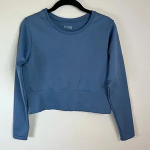 Offline by Aerie Seamless Cropped Top Blue Long Sleeve Stretch Athletic Yoga XL thumbnail 1