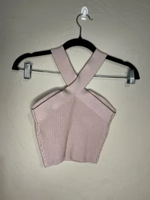 Babaton‎ Aritzia Sculpt Knit Criss Cross Mauve Pink Ribbed Cropped Tank Top thumbnail 5