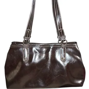 Nine & Co. Brown Leather Shoulder Bag with Silver Accents thumbnail 3