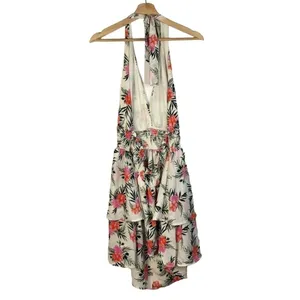Madden Girl NYC White & Pink Floral Tiered Halter Mini Dress XL thumbnail 2