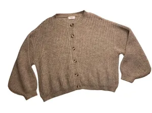 Zenana Womens 3X Oversized Cardigan Sweater‎ Tan Ribbed Knit Lantern Sleeve thumbnail 1