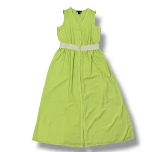 Stella & Julie Button Front Sleeveless Maxi Dress Lime Green Large‎ thumbnail 12