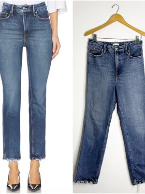 Good American Good Curve Straight Jeans Size 10/30 Super High Rise Raw Hem thumbnail 2