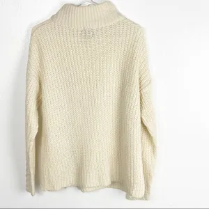 POOF New York Ivory Knit Mock Neck Long Sleeves Sweater Size Large Neutral Cozy thumbnail 2