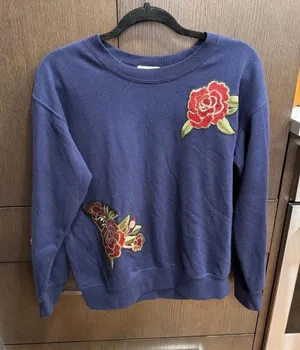 Ultra Flirt Floral Sequin Roses Applique Sweatshirt medium thumbnail 1
