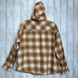Maurices Plaid Cotton Long Sleeve Hooded Oversized Button Down Shacket Jacket thumbnail 2