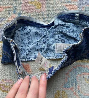 Anthropologie NWT Denim Corset Crop Top thumbnail 3