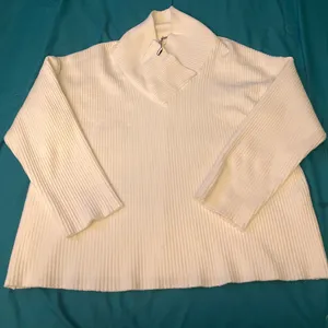 NWOT‎ Zara White Cowl Neck Sweater with Ribbed Texture thumbnail 1