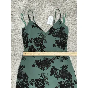 Windsor Women’s Green Velvet Floral Whimsigoth Dress Goth Grunge Stretch Size S NWT thumbnail 12