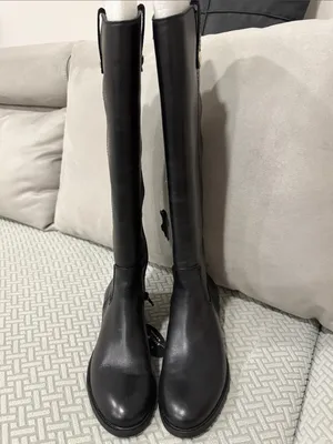 INC International Concepts Womens Fawne Tall Leather Boot Black 7.5 thumbnail 3