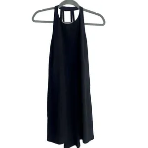 Zara Lightweight Sleeveless Shift Mini Dress Halter Snap Neck Strap Back M Black thumbnail 11