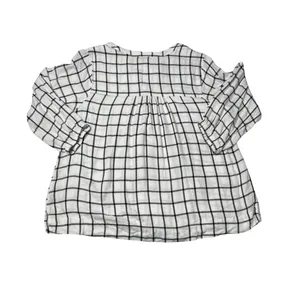 Wrangler White Black Plaid Pintuck Blouse Western Boho Size Medium thumbnail 8