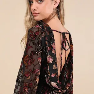 Lulus Charismatic Influence Black Burnout Velvet Cowl Back Mini Dress medium thumbnail 3