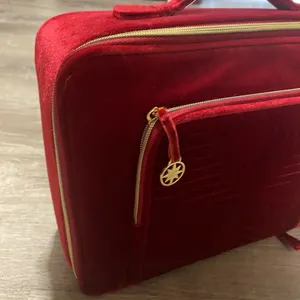 Estée Lauder Red Velvet Train Case 2023 | Makeup Bag Travel Organizer thumbnail 3