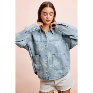 BiBi‎ Printed Washed Denim Jacket With Pocket thumbnail 14