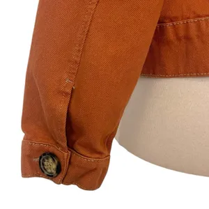 Free People Denim Jean Jacket Button Front Terracotta Orange Women’s Size Medium thumbnail 11