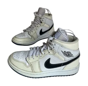 Air Jordan 1 Mid White Black Sail Women 5 Youth 3.5Y High Top Sneakers thumbnail 1