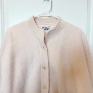 Vintage‎ Venesha Pink Angora Cardigan Sweater Large Button Front Fuzzy Coquette thumbnail 2