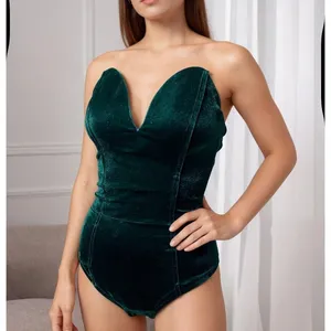 NWT Velvet Sweetheart Neck Strapless‎ Bodysuit Bustier Top Cross Back XXL thumbnail 6