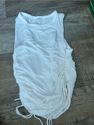 Wilfred White Sleeveless Ruched Side Tank Top thumbnail 3