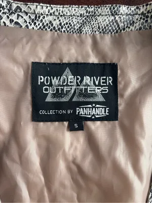 Vintage Powder River Outfitters Women's Beige Snake-Print Fringe Vest thumbnail 2