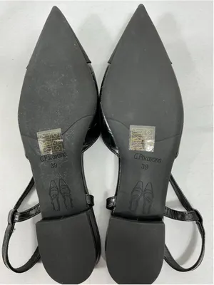 Womans NWOT C Paravano Slipon Slides Flat Black 8/8.5 Slingback Pointed Toe thumbnail 6