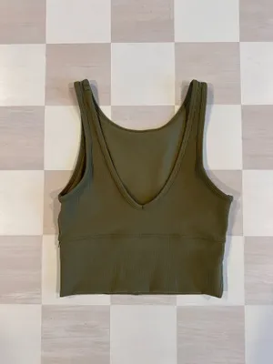 lululemon power pivot ribbed tank luxtreme bronze green 4 thumbnail 3