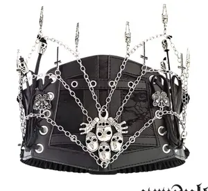 Hershine Black Gothic Waist Corset with Chains thumbnail 1