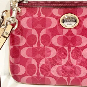 Coach‎ Signature Wallet Wristlet Clutch 6x4 Zip Pouch Small Bag Coated Canvas thumbnail 2