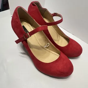 Daily Mary Jane Pumps High‎ Heels Dress Shoes Red Suede 8.5 Party Retro Pumps thumbnail 2