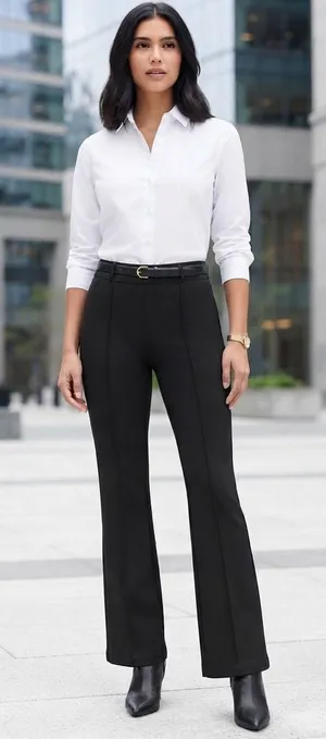 Spanx Perfect Pant Hi-Rise Flare Black Pintuck Work Pants NWT Size XL thumbnail 1
