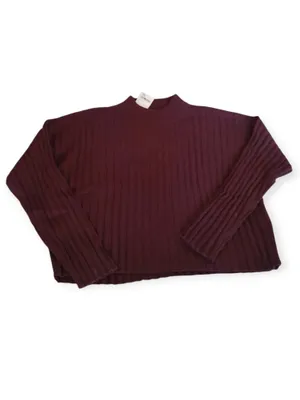 Madewell Cropped Ribbed Mockneck Sweater Plum XL NWT thumbnail 2