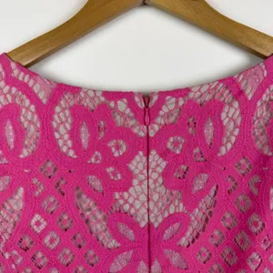 Adrianna Papell Giselle Pink Floral Lace Fit and Flare Dress Sz 12 Wedding Party thumbnail 4