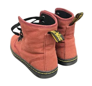 Dr. Martens Shoreditch Maroon Red Canvas Eye Lace-Up Boots Sz 6 thumbnail 3