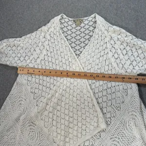 Energe World Wear Crochet Cardigan Duster White Women's Medium Tassel Trim Boho thumbnail 4
