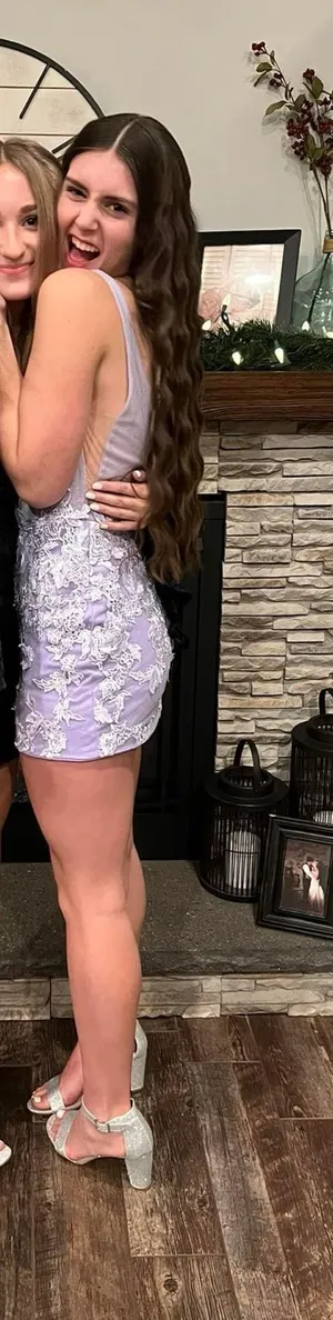 Purple Floral Homecoming Dress thumbnail 3